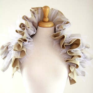 Victorian Collar in Champagne and White Glitter Tulle Shoulder Ruffle, Bolero, or Shrug Lots of Colors image 2