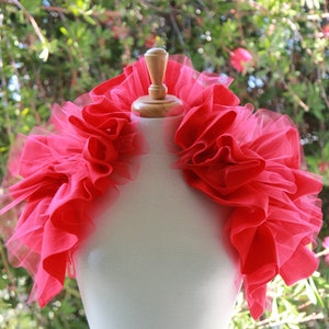 Red Gauze and Tulle Collar Convertible Neck Ruff, Statement Collar, or Bolero Gothic Aesthetic Victorian Collars image 1