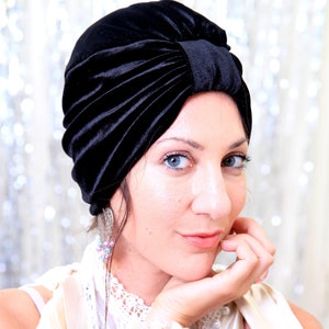 Black Velvet Turban Hat Womens Turban Headwrap Fashion Turbans Lots of Colors image 9