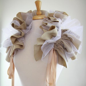 Victorian Collar in Champagne and White Glitter Tulle Shoulder Ruffle, Bolero, or Shrug Lots of Colors image 4