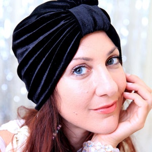 Black Velvet Turban Hat Womens Turban Headwrap Fashion Turbans Lots of Colors image 4