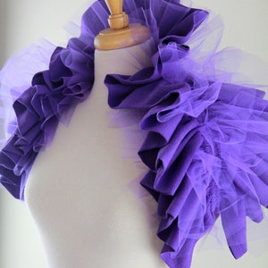 Purple Gauze and Tulle Collar Convertible Neck Ruff, Statement Collar, Bolero, or Shoulder Shrug Gothic, Steampunk, Victorian Collars image 3