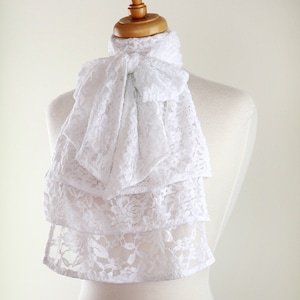 Jabot Collar in White, Ivory, or Black Lace Edwardian, Victorian, or Baroque Style Neck Frill Bib Fashion Collars image 1