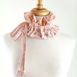 Champagne Blush Pink Collar in Crushed Velvet Victorian Style Collar, Neck Ruff, or Neck Frill Lots of Colors image 1