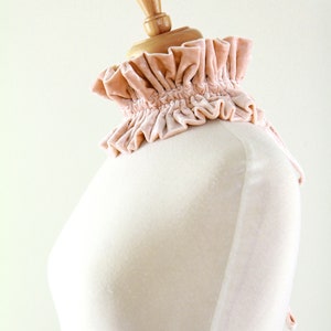 Champagne Blush Pink Collar in Crushed Velvet Victorian Style Collar, Neck Ruff, or Neck Frill Lots of Colors image 4