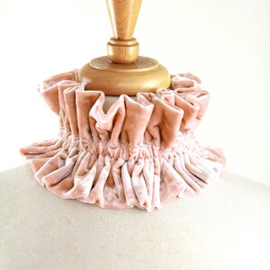 Champagne Blush Pink Collar in Crushed Velvet Victorian Style Collar, Neck Ruff, or Neck Frill Lots of Colors image 3