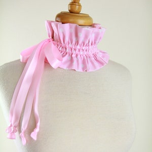 Cottagecore Pink and White Polka Dot Collar Victorian or Edwardian Style Choker or Neck Ruff image 2