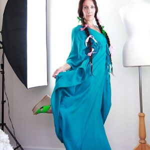 Teal Kaftan Maxi Dress Cotton Gauze Beach Cover Up Women's Maxi Caftan Dresses Lots of Colors image 1