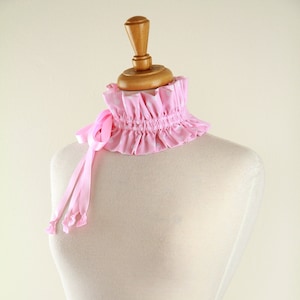 Cottagecore Pink and White Polka Dot Collar Victorian or Edwardian Style Choker or Neck Ruff image 1