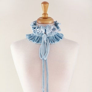 Pale Blue Velvet Collar Victorian Style Choker, Neck Ruff, or Neck Frill in Light Blue Baby Blue Alice in Wonderland Blue image 3