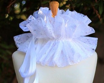 Cuello de encaje blanco - Ruff de cuello de moda para traje burlesco o isabelino