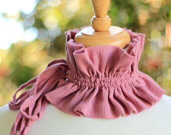 Victorian Style Fashion Collar - Ruffled Choker in Mauve Cotton Gauze - Lots of Colors