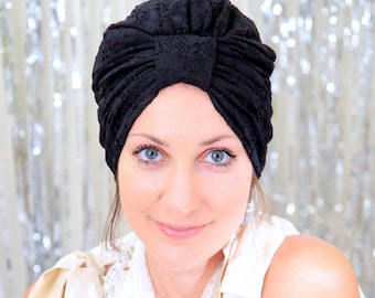 Lace Turban - Black, White, or Ivory - Bohemian Fashion Hair Wrap