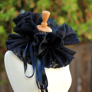 Black Lace Collar Fashion Neck Ruff for Burlesque or Elizabethan Costume image 1