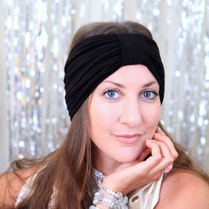 Black Turban Headband Women's Hair Band Turbans Boho Style Wide Headbands 40 Colors image 3