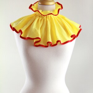 Circus Collar in Yellow and Red Cotton Gauze Bib Style Statement Collar Clown or Cosplay Costume Neck Ruff Lots of Colors image 4