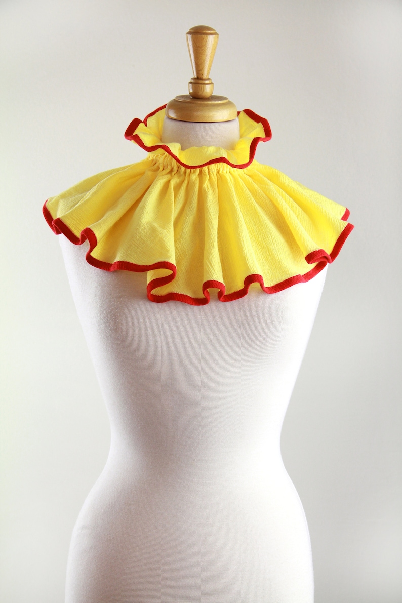 Circus Collar in Yellow and Red Cotton Gauze Bib Style Statement Collar Clown or Cosplay Costume Neck Ruff Lots of Colors image 4