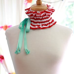 Red and White Striped Collar - Circus Stripes - Clown Costume Collar
