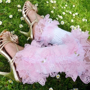 Pink Lace Shoe Spats 