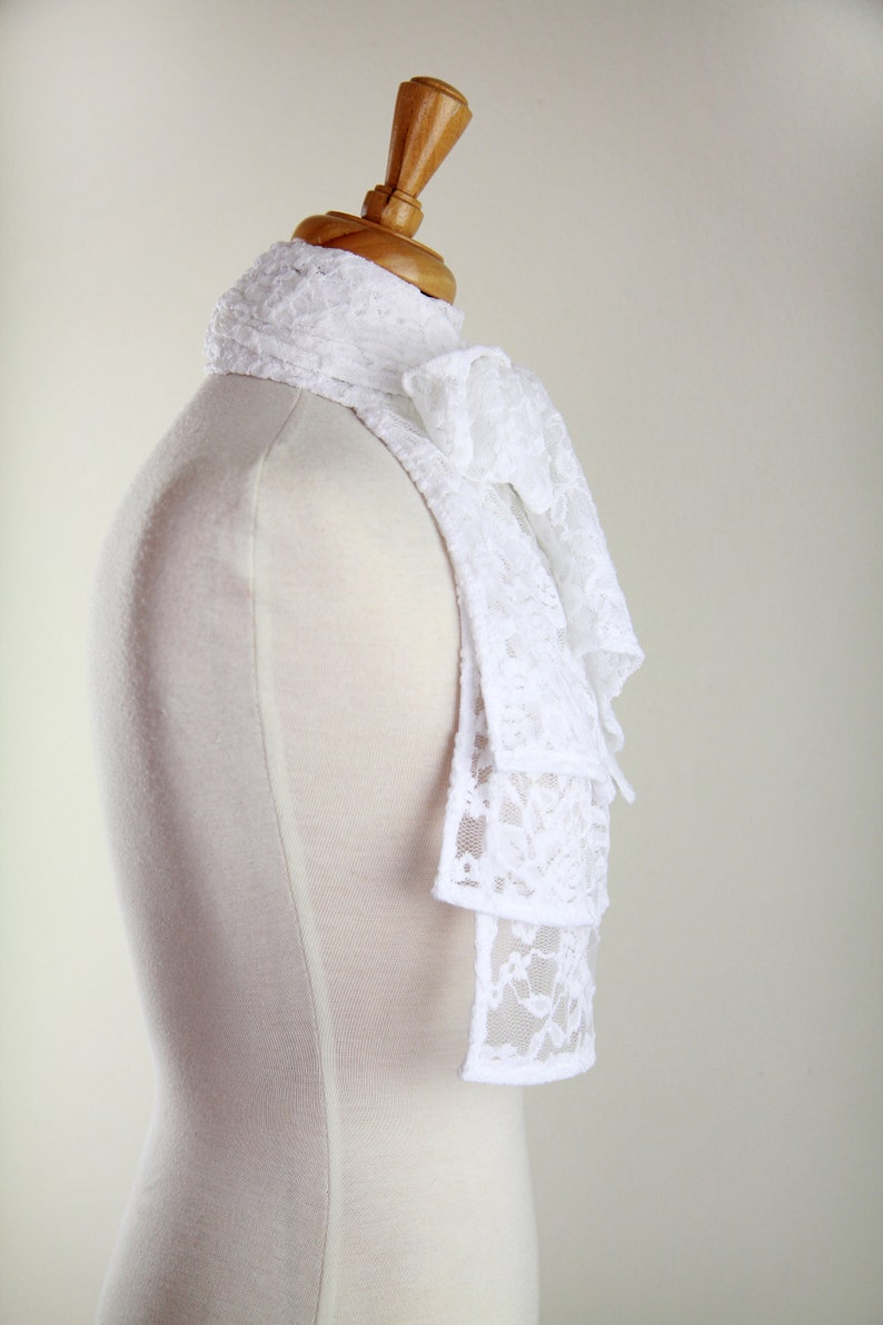 Jabot Collar in White, Ivory, or Black Lace Edwardian, Victorian, or Baroque Style Neck Frill Bib Fashion Collars image 9