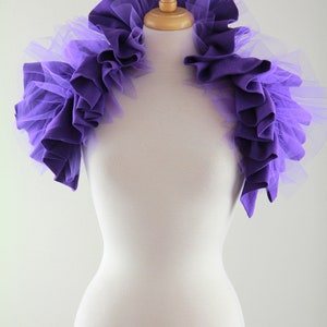 Purple Gauze and Tulle Collar Convertible Neck Ruff, Statement Collar, Bolero, or Shoulder Shrug Gothic, Steampunk, Victorian Collars image 2