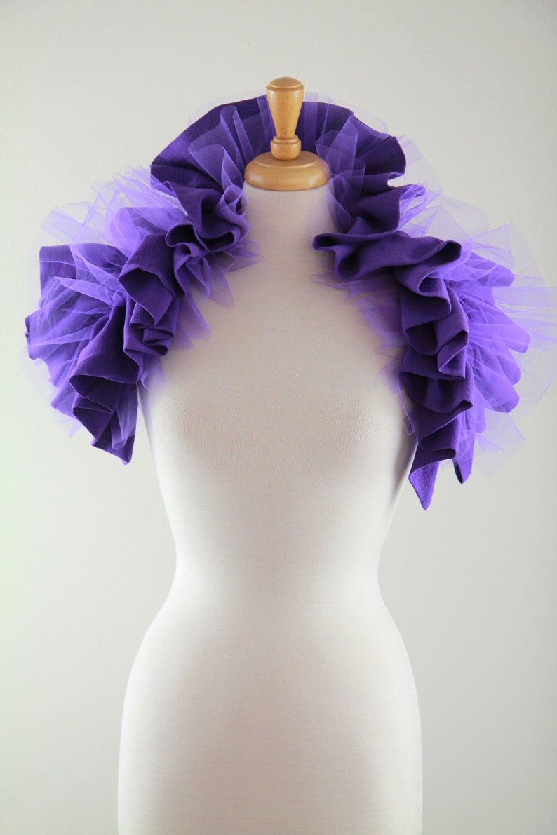 Purple Gauze and Tulle Collar Convertible Neck Ruff, Statement Collar, Bolero, or Shoulder Shrug Gothic, Steampunk, Victorian Collars image 2