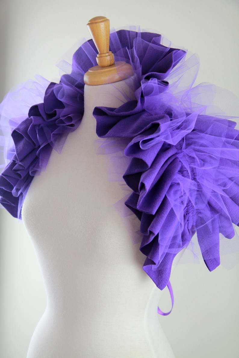 Purple Gauze and Tulle Collar Convertible Neck Ruff, Statement Collar, Bolero, or Shoulder Shrug Gothic, Steampunk, Victorian Collars image 3