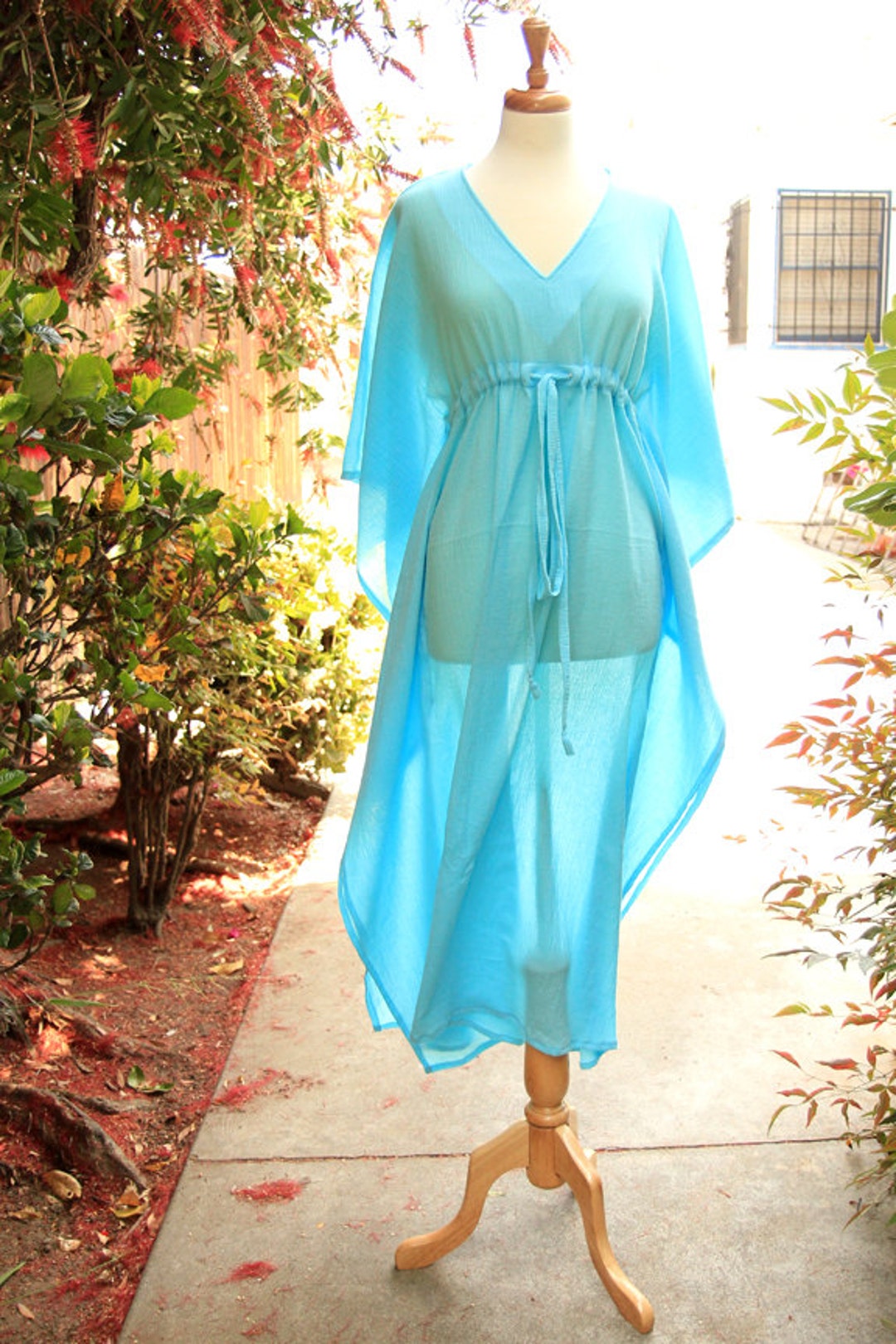 Caftan Maxi Dress - Beach Cover up Kaftan in Light Blue Cotton Gauze - Lots  of Colors - Etsy