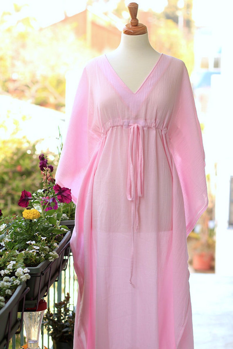 Kaftan Maxi Dress Beach Cover up Caftan in Light Pink Cotton Etsy