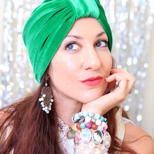 Turban Headwrap in Hot Pink Velvet Women's Fashion Hairwraps Full Turbans Turban Hats Lots of Colors image 8