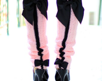 Paris Afternoon Leg Warmers - French Fashion - Balletcore Pink and Black