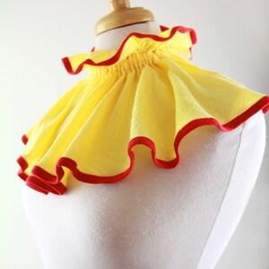 Circus Collar in Yellow and Red Cotton Gauze Bib Style Statement Collar Clown or Cosplay Costume Neck Ruff Lots of Colors image 3