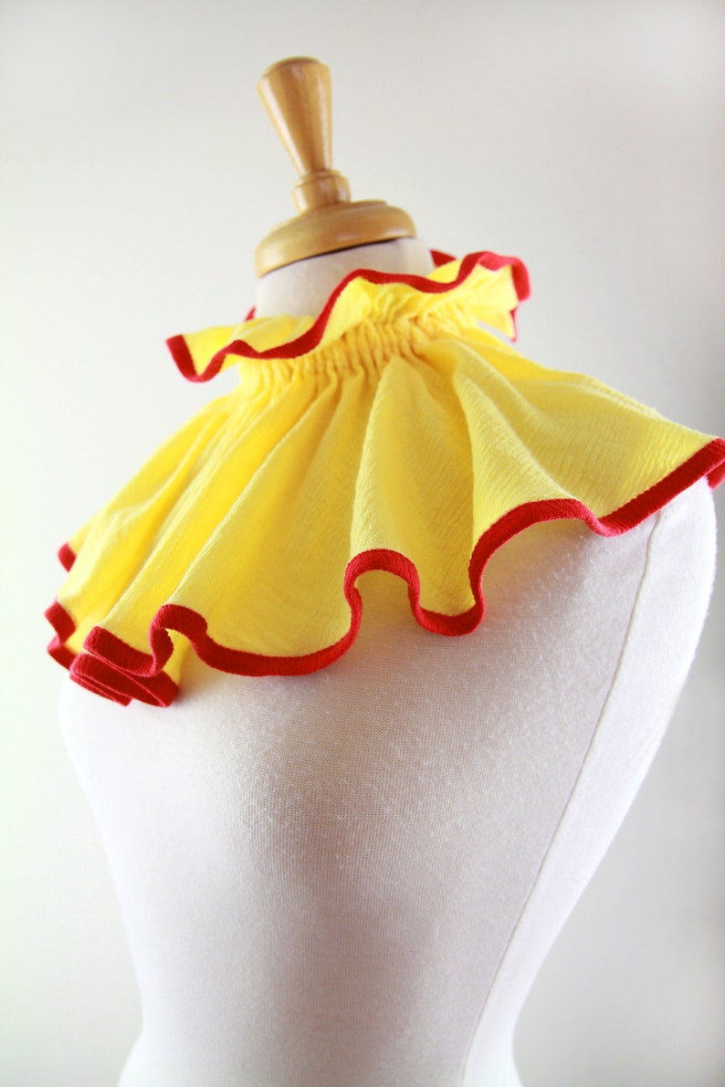 Circus Collar in Yellow and Red Cotton Gauze Bib Style Statement Collar Clown or Cosplay Costume Neck Ruff Lots of Colors image 3