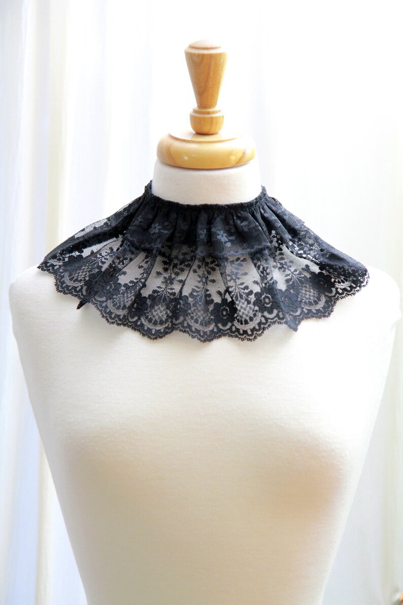 Gothic Black Lace Collar Witch Aesthetic Victorian Inspired Neck Frill Goth Collar Accessories image 5