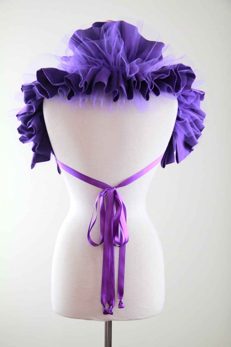 Purple Gauze and Tulle Collar Convertible Neck Ruff, Statement Collar, Bolero, or Shoulder Shrug Gothic, Steampunk, Victorian Collars image 7