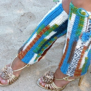 Hello Traveler Leg Warmers with Pom Poms Multi Colored image 1