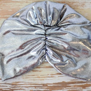 Hair Turban in Silver and Black Metallic Womens Fashion Head Wrap Sparkly Turbans image 3