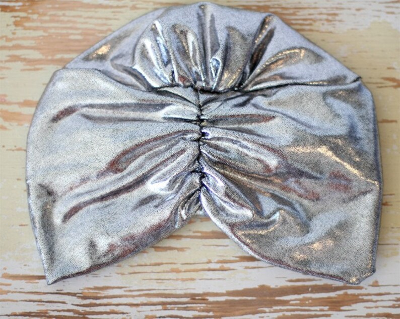 Hair Turban in Silver and Black Metallic Womens Fashion Head Wrap Sparkly Turbans image 3