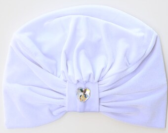 Velvet Turban - Women’s Fashion Hair Wrap in White - Bohemian Style Hair Accessories