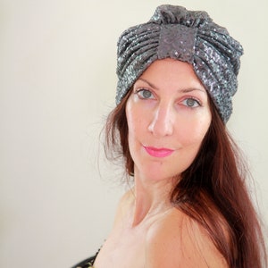 Copper and Black Sequin Turban by Mademoiselle Mermaid image 7