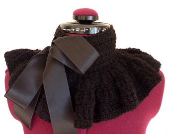 Black Neck Warmer - Victorian Style Fashion Collar - Ruffle Neckwarmer with High Neck - Lots of Colors