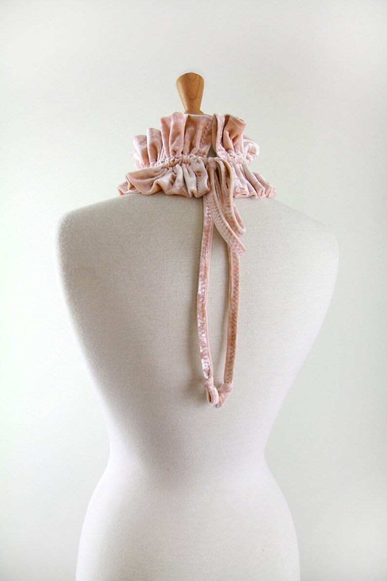 Champagne Blush Pink Collar in Crushed Velvet Victorian Style Collar, Neck Ruff, or Neck Frill Lots of Colors image 6