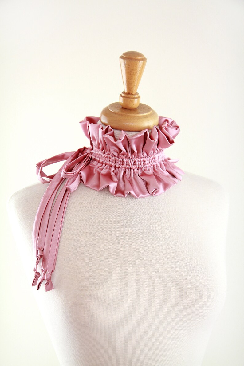 Balletcore Collar in Pink Satin Charmeuse Victorian Collar or Neck Ruff Ballet and Dance Clothing Accessories Lots of Colors image 1