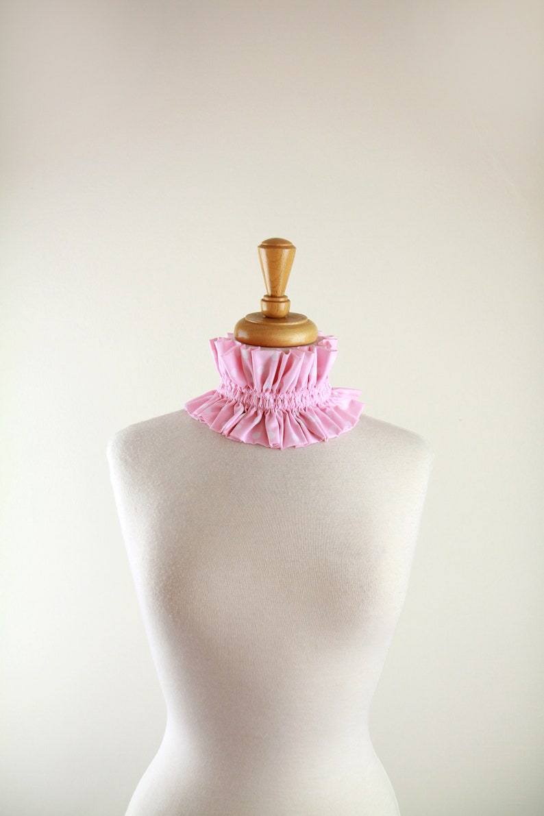 Cottagecore Pink and White Polka Dot Collar Victorian or Edwardian Style Choker or Neck Ruff image 8