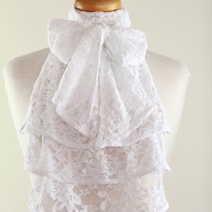 Jabot Collar in White, Ivory, or Black Lace Edwardian, Victorian, or Baroque Style Neck Frill Bib Fashion Collars image 3