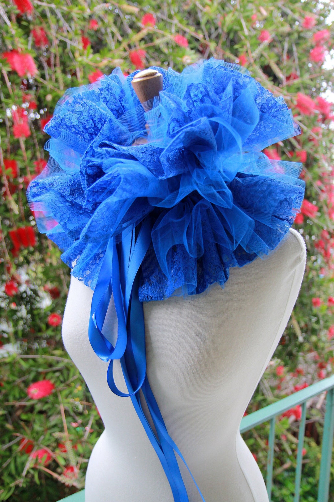 Royal Blue Neck Ruff Collar in Lace and Tulle - Steampunk, Cosplay, or ...
