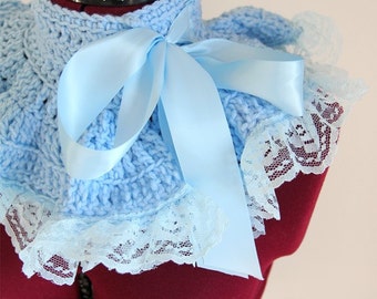 Neck Warmer - Victorian Style Fashion Collar with Lace - Light Blue