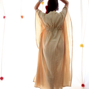 Caftan Maxi Dress Beach Cover Up Kaftan in Natural Cotton Gauze Lots of Colors image 7