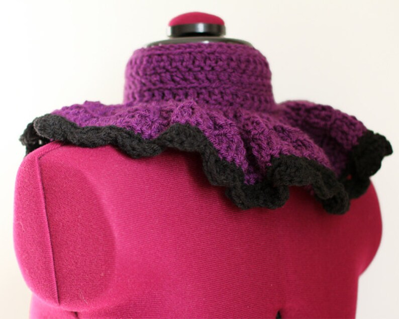 Nek Warmer Victoriaanse stijl Fashion kraag in Plum en zwart veel kleuren afbeelding 4