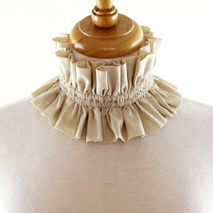 Cottagecore Victorian Collar in Champagne Beige Cotton Lawn Edwardian Choker Elizabethan Neck Ruff Cosplay Neck Ruffle Many Colors image 9